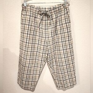 Erika Woman Plaid Drawstring Capris 100% Cotton